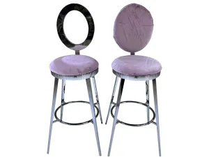 BELLAGIO BARSTOOL - SILVER W/ BLUSH VELVET CUSHION