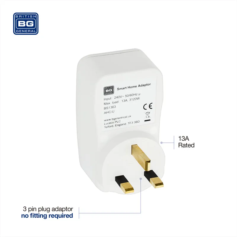 BG AHC/U White Moulded 13A Power Adaptor with Smart Home Control