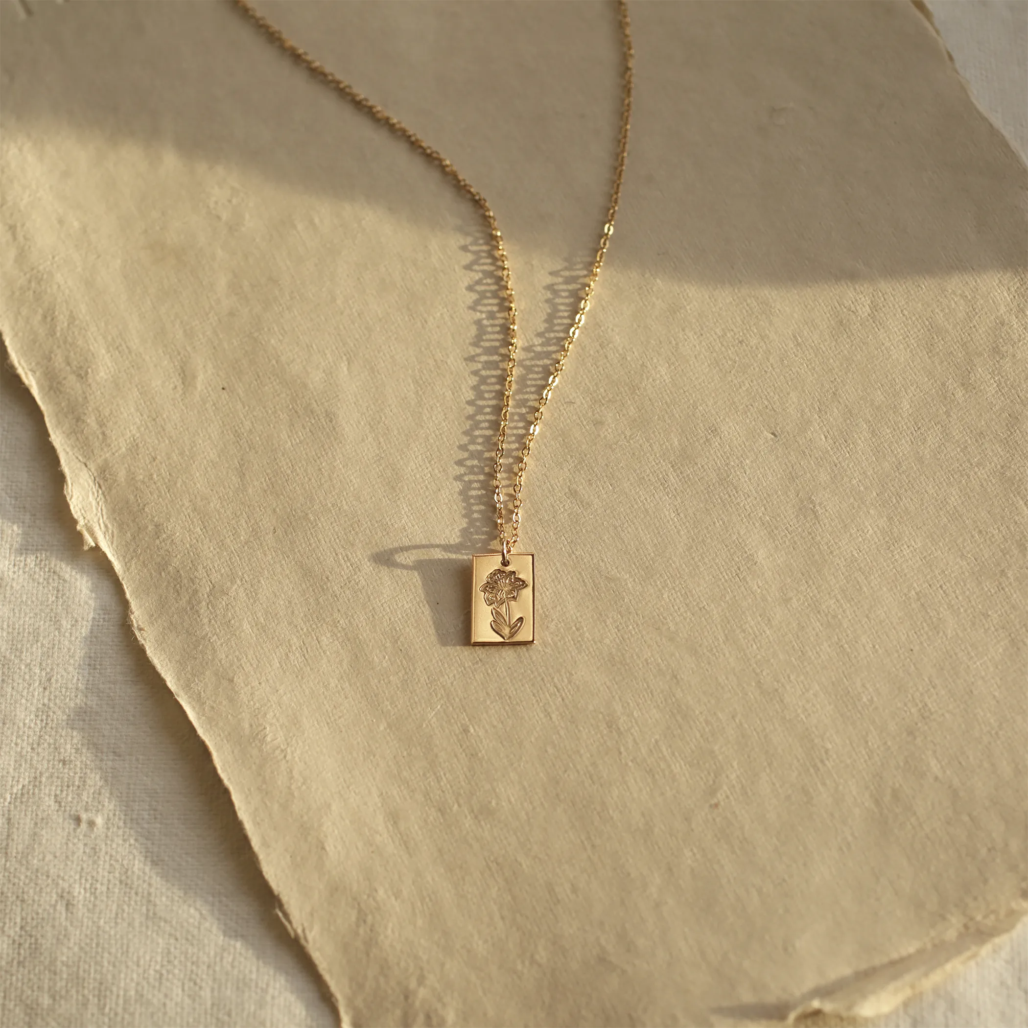 Birth Flower Tag Necklace