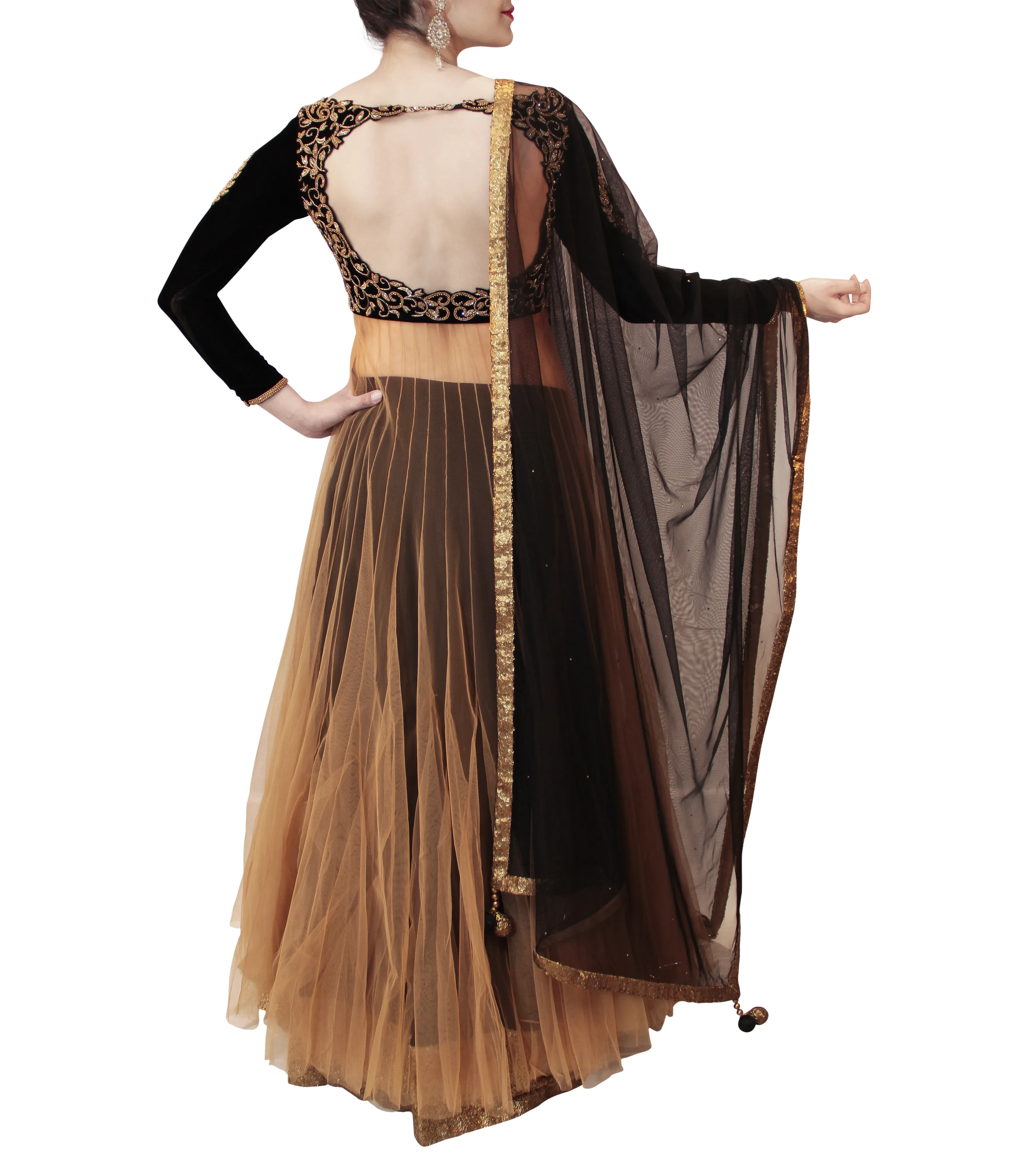 BLACK AND GOLD BRIDAL LEHENGA