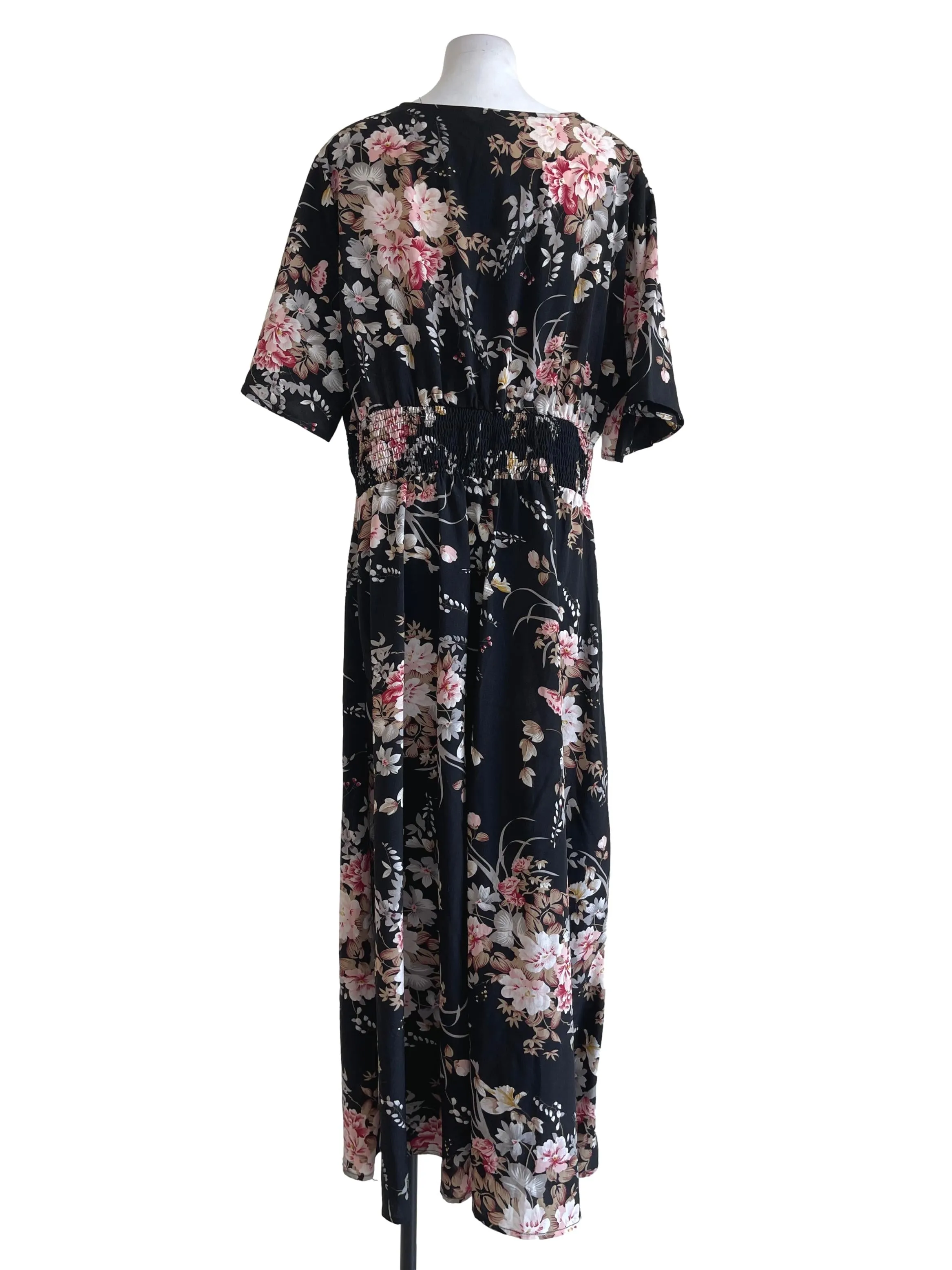 Black Botanical Long Dress