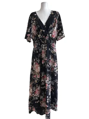 Black Botanical Long Dress