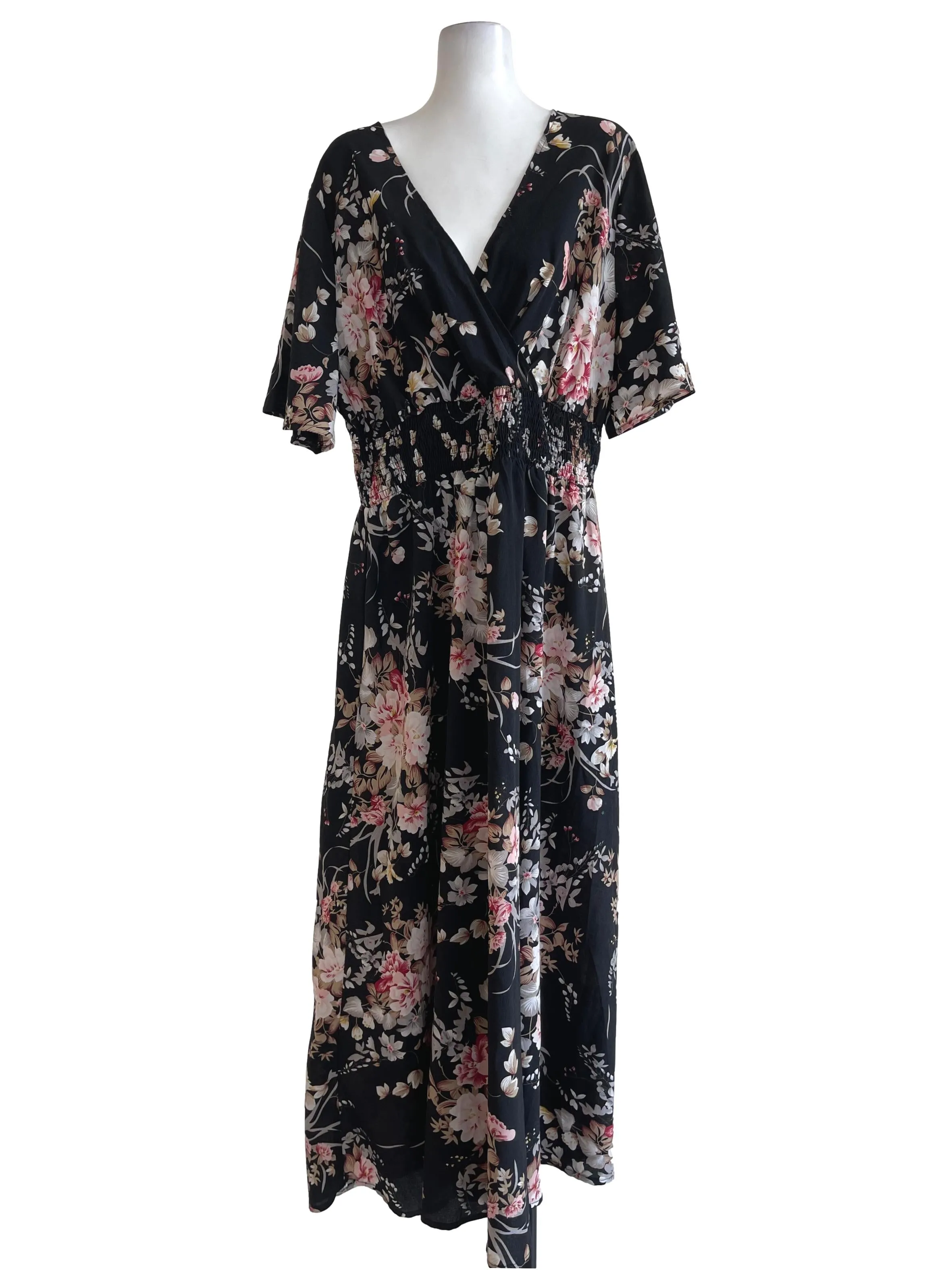 Black Botanical Long Dress