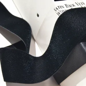 Black Satn Back Velvet Ribbon Vintage from Switzerland 36mm
