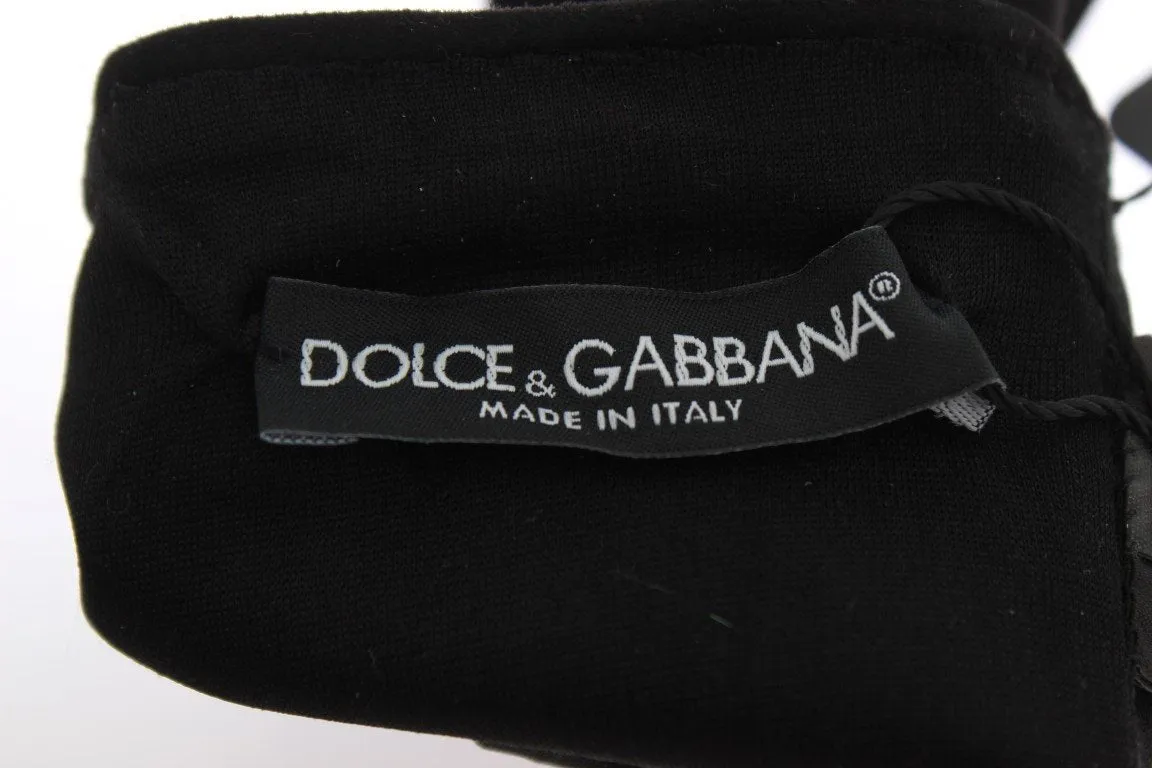 Black Suede Elbow Button Gloves