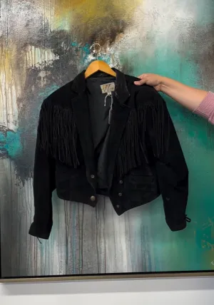 Black Suede Fringe Jacket Small