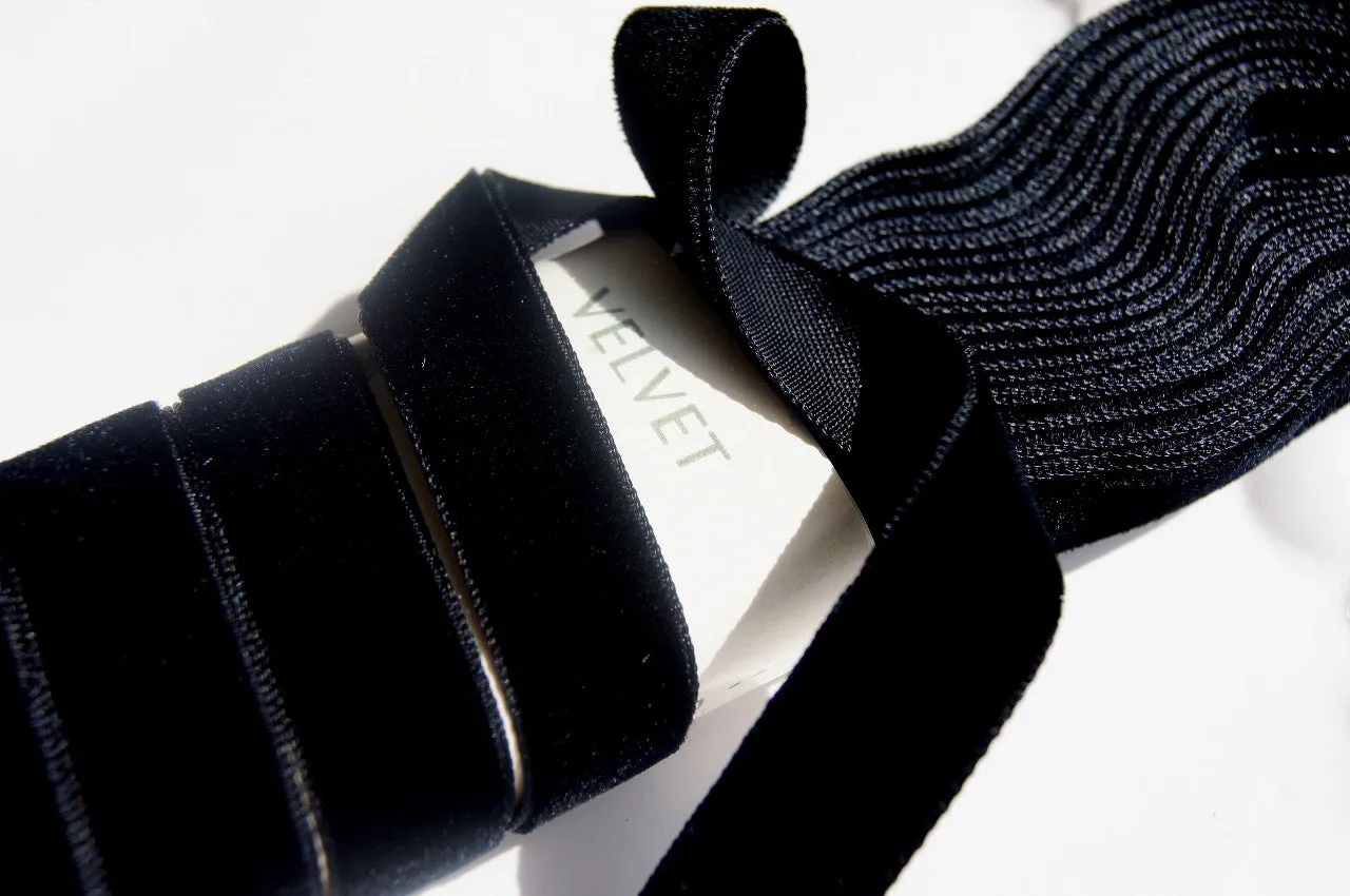 Black Velvet Ribbon Vintage from France 16mm