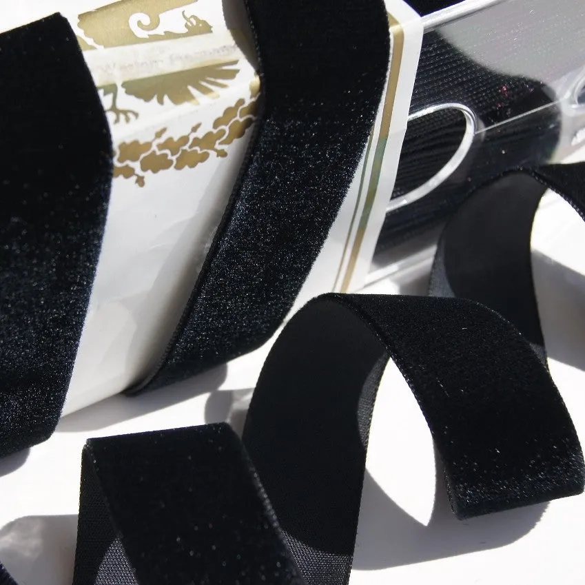 Black Velvet Ribbon Vintage from Germany 24mm