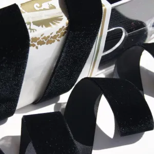 Black Velvet Ribbon Vintage from Germany 24mm