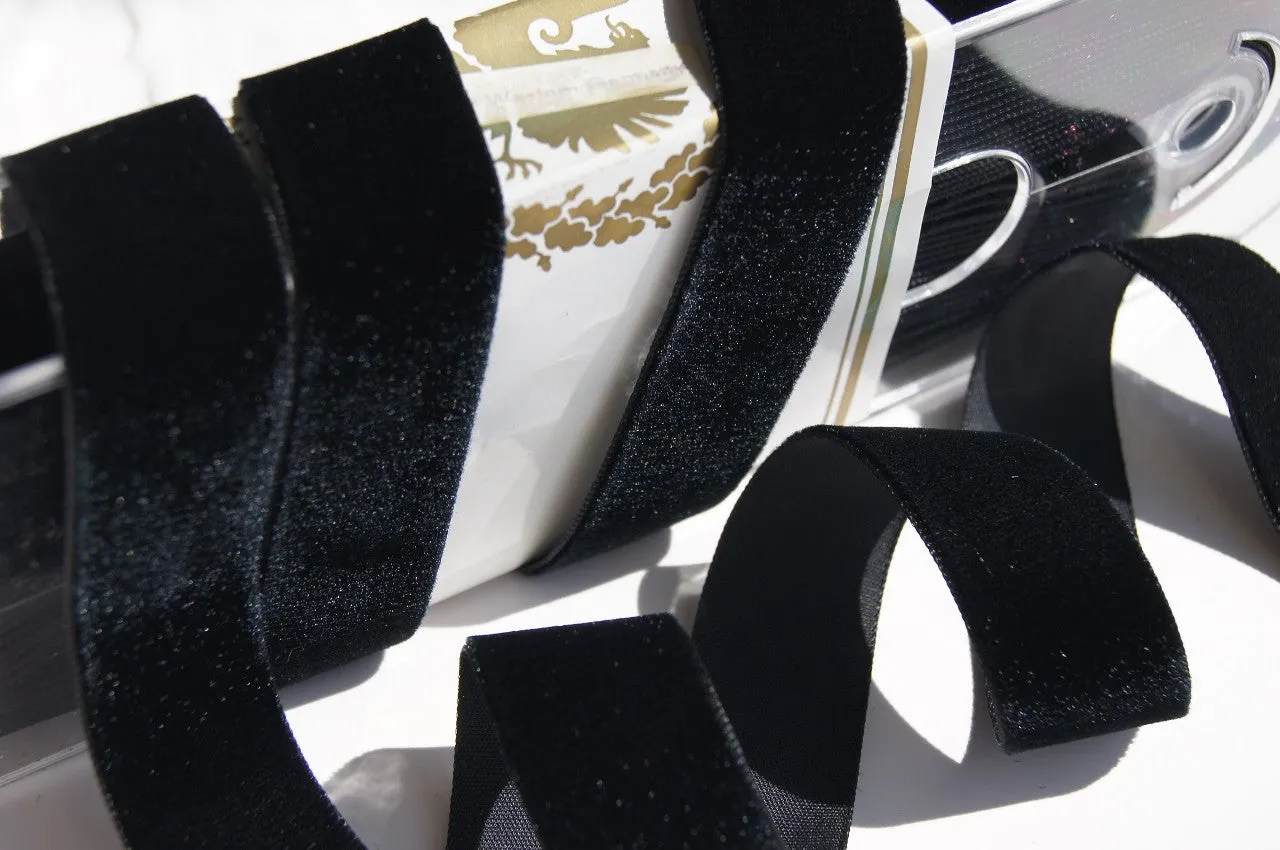 Black Velvet Ribbon Vintage from Germany 24mm