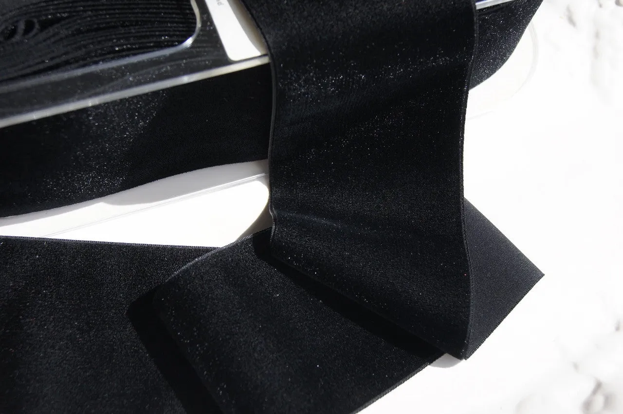 Black Velvet Ribbon Vintage from Switzerland 72mm