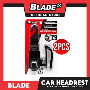 Blade Car Headrest Hook (Black) Conveniently Holds Grocery bags, Handbags, Purses, Umbrellas and More