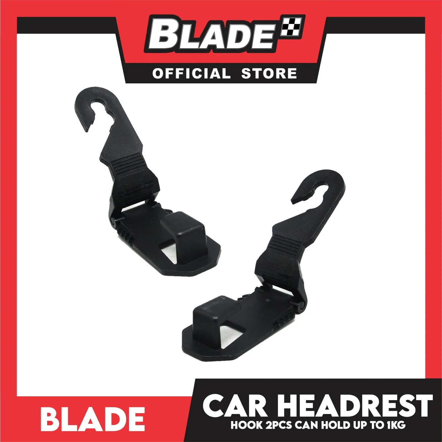 Blade Car Headrest Hook (Black) Conveniently Holds Grocery bags, Handbags, Purses, Umbrellas and More