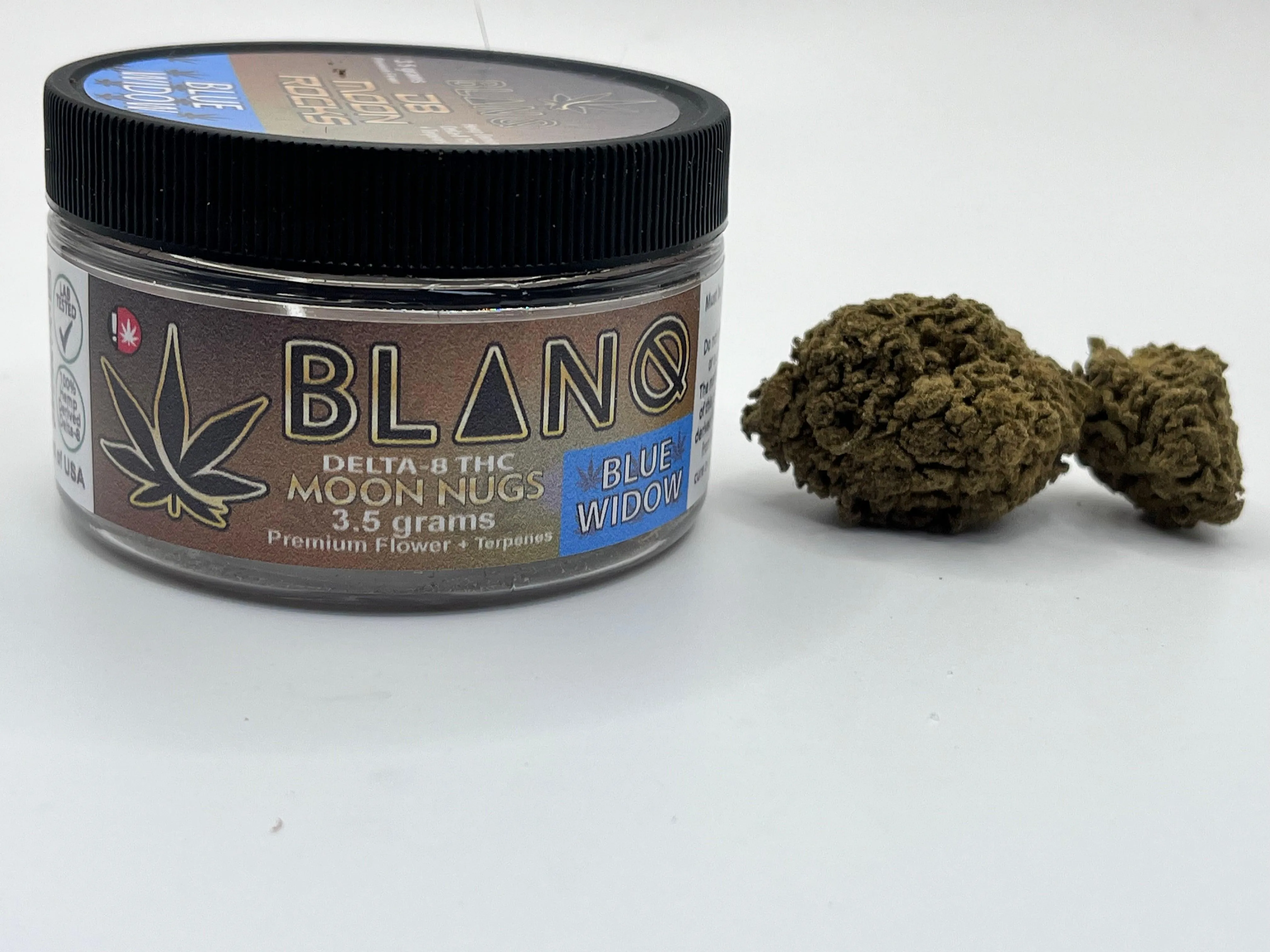 Blanq - Delta 8 Flower - Blue Widow -Moon Nugs - 60/40 Hybrid