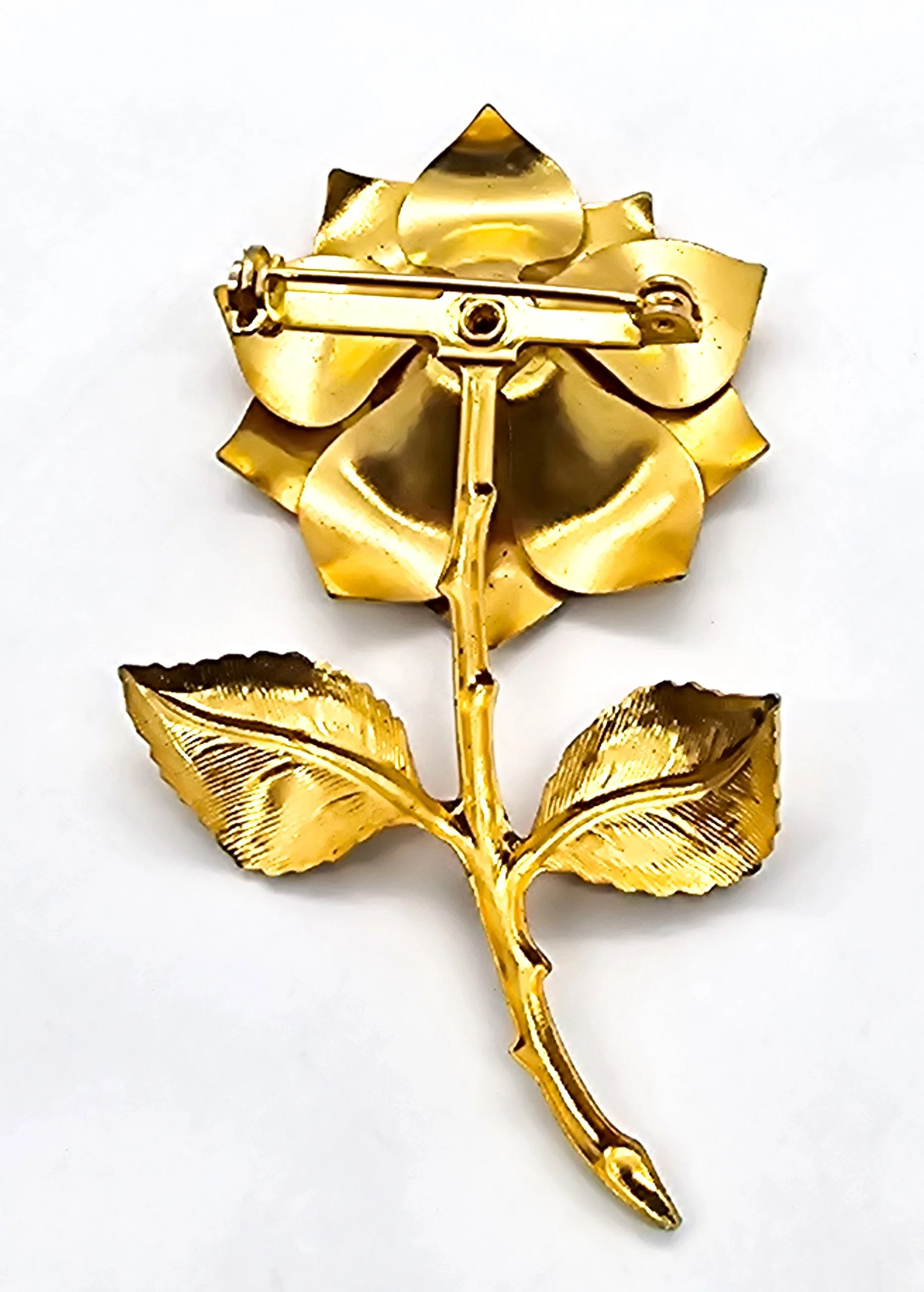 Blooming flower retro vintage brushed gold toned bridal bouquet flower brooch