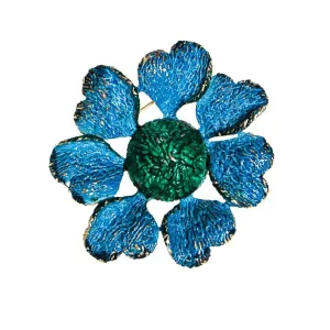 Blue and Green Flower Brooch