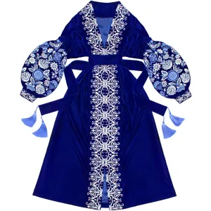 Blue Kaftan with embroidery