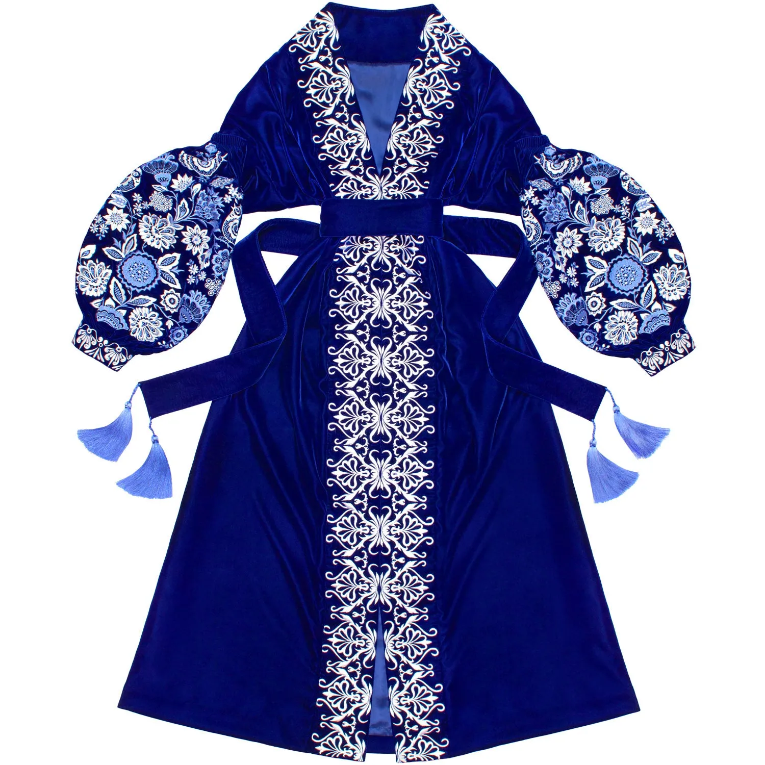 Blue Kaftan with embroidery