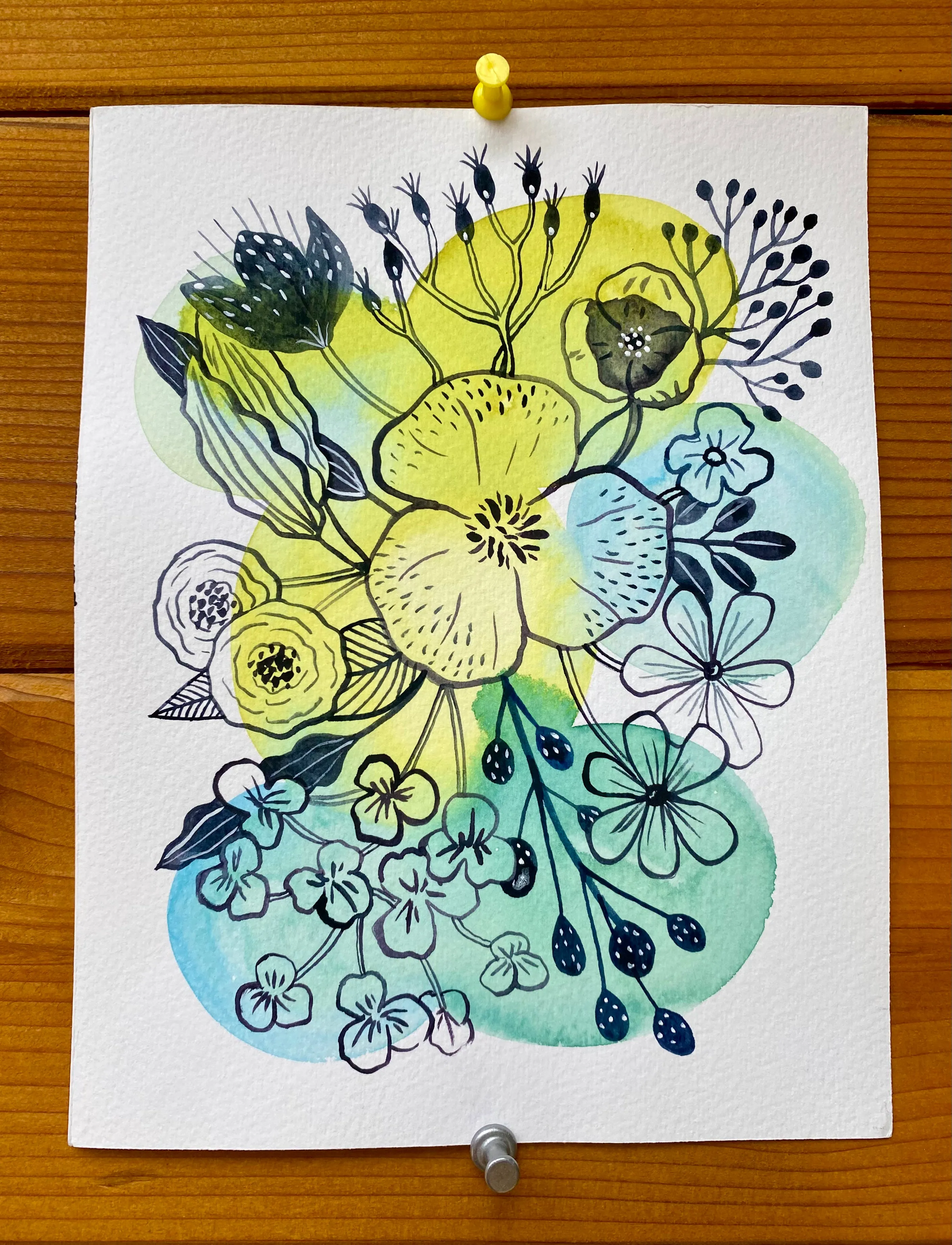 Bluegreen Floral Doodle