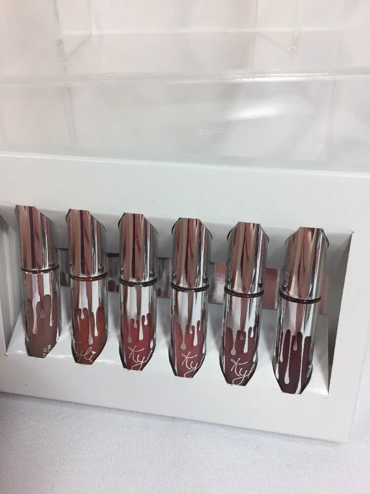 BNIB Kylie Holiday Edition Set Of 6 Mini Matte Liquid Lipstick w/Receipt Silver