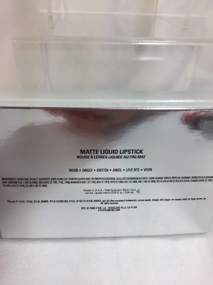 BNIB Kylie Holiday Edition Set Of 6 Mini Matte Liquid Lipstick w/Receipt Silver
