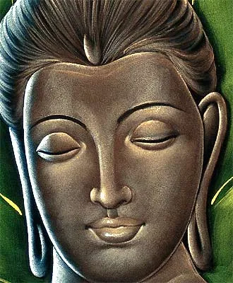 Bodhi Leaf Buddha - Handmade Velvet Painting