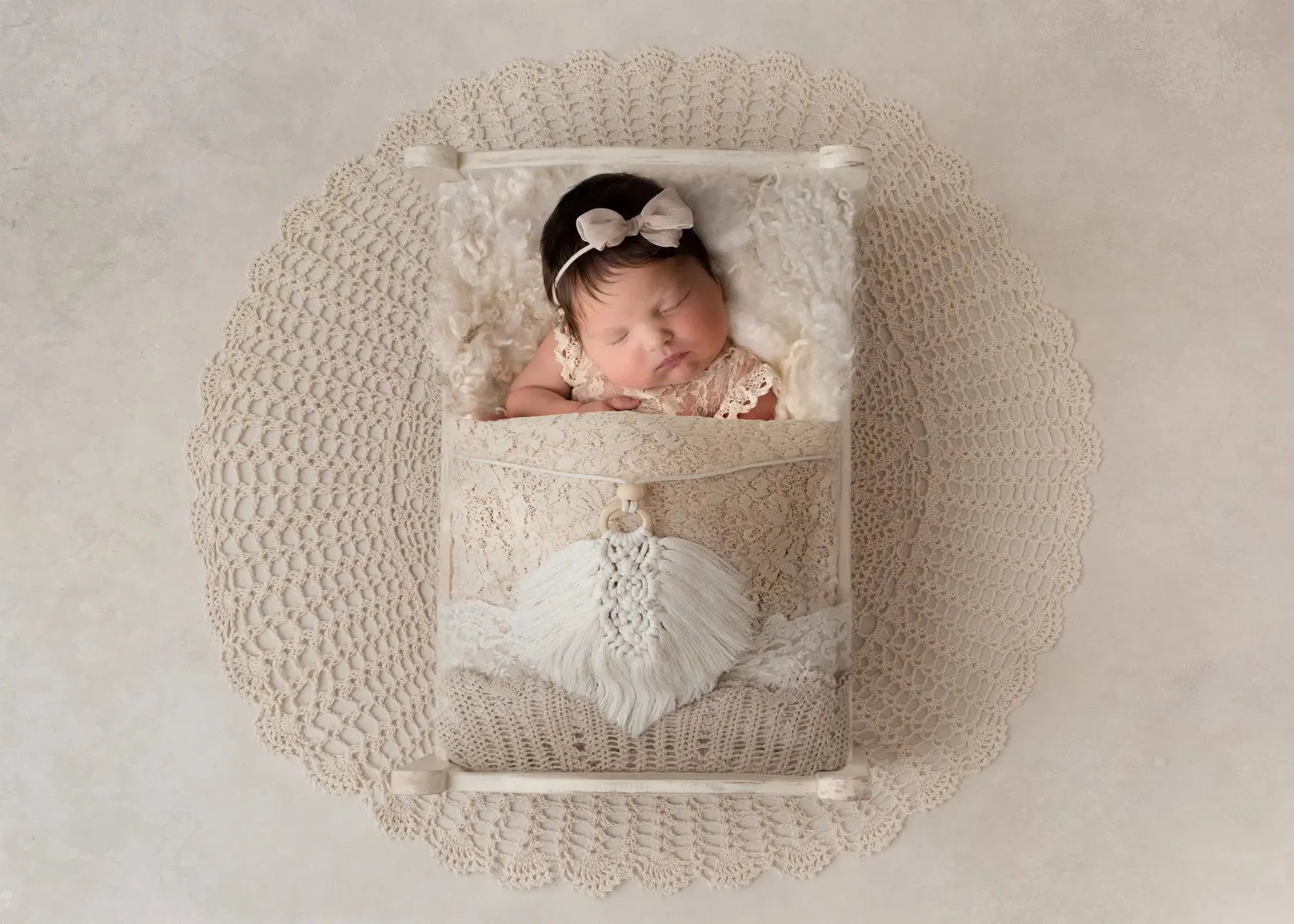 Boho Macrame Lace Bed Digital Background