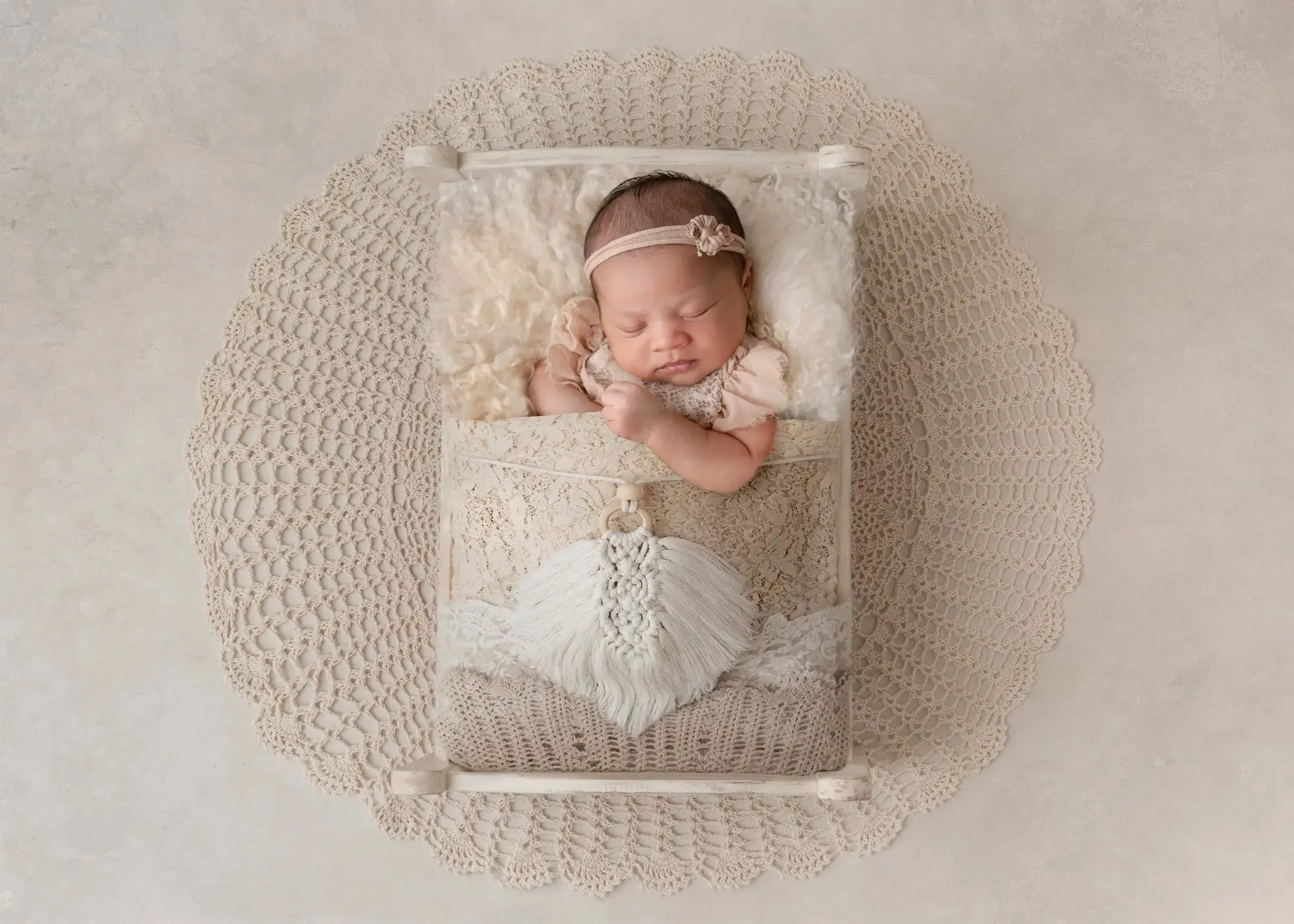 Boho Macrame Lace Bed Digital Background