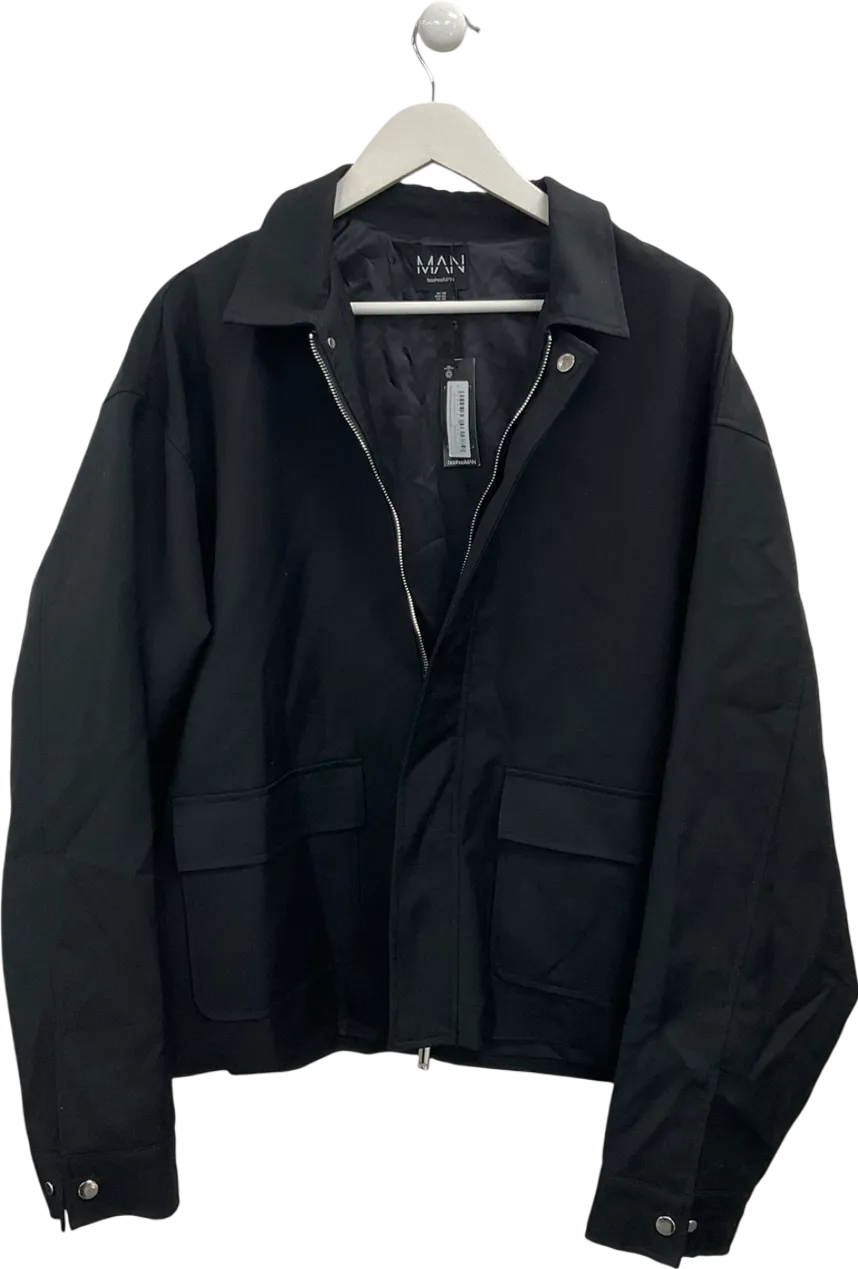 boohooMan Black Smart Harrington Jacket UK 40" CHEST