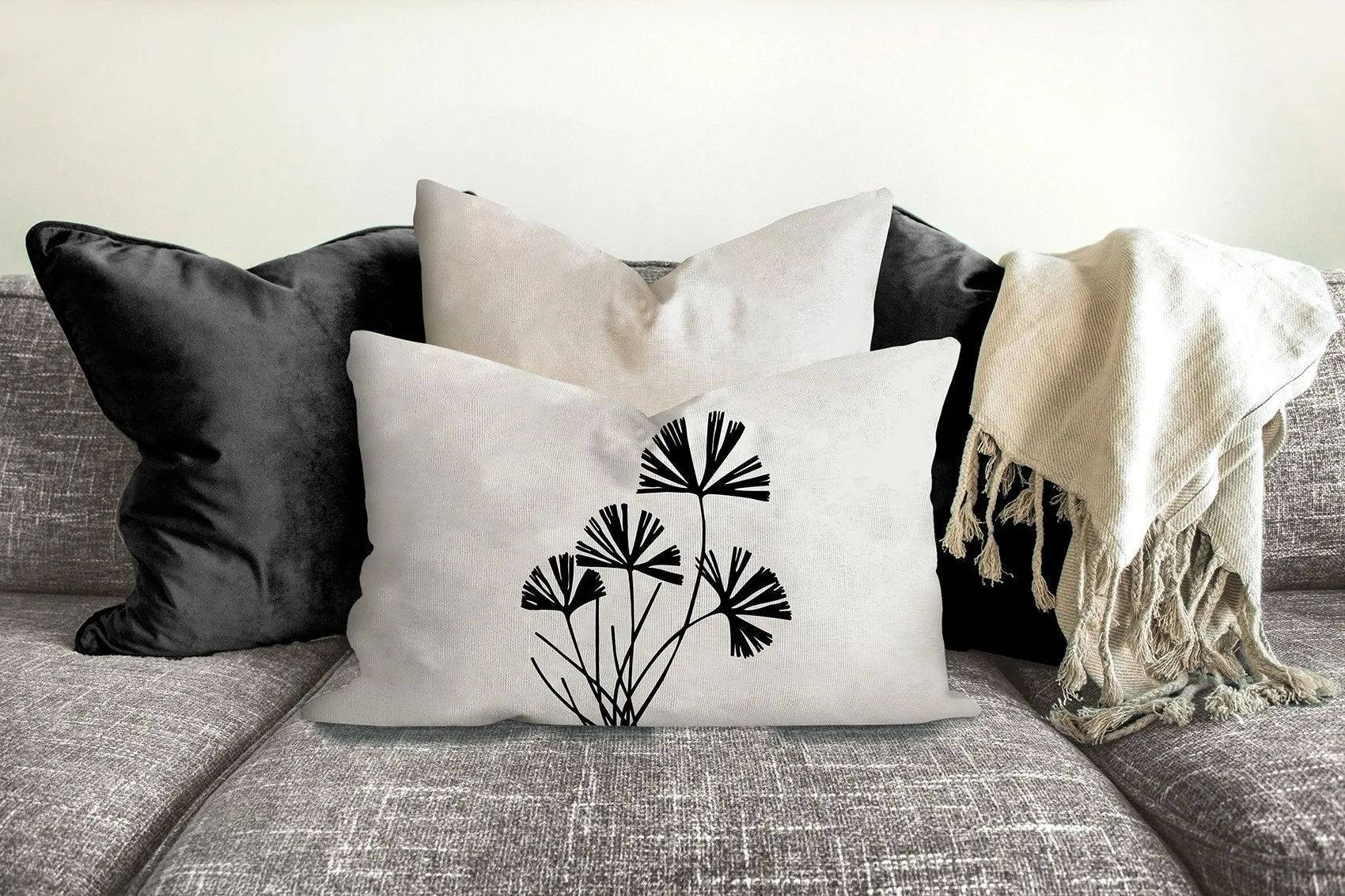 Botanical plant pillow, fern tropical pillow, Interior decor, home decor, pillow cover and insert, botanical decor, natural decor