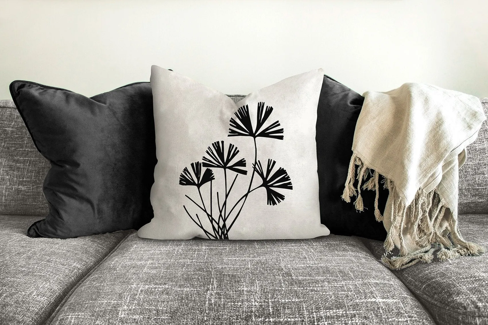 Botanical plant pillow, fern tropical pillow, Interior decor, home decor, pillow cover and insert, botanical decor, natural decor