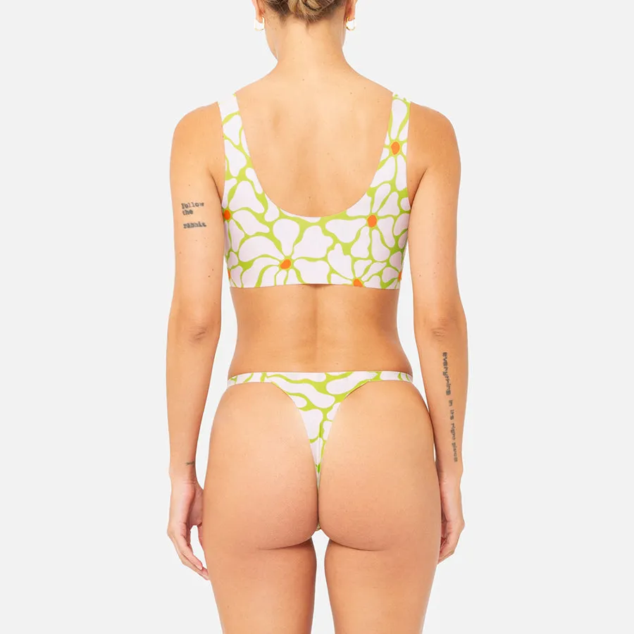 Bralette cuello redondo   Tanga G String (Flower)