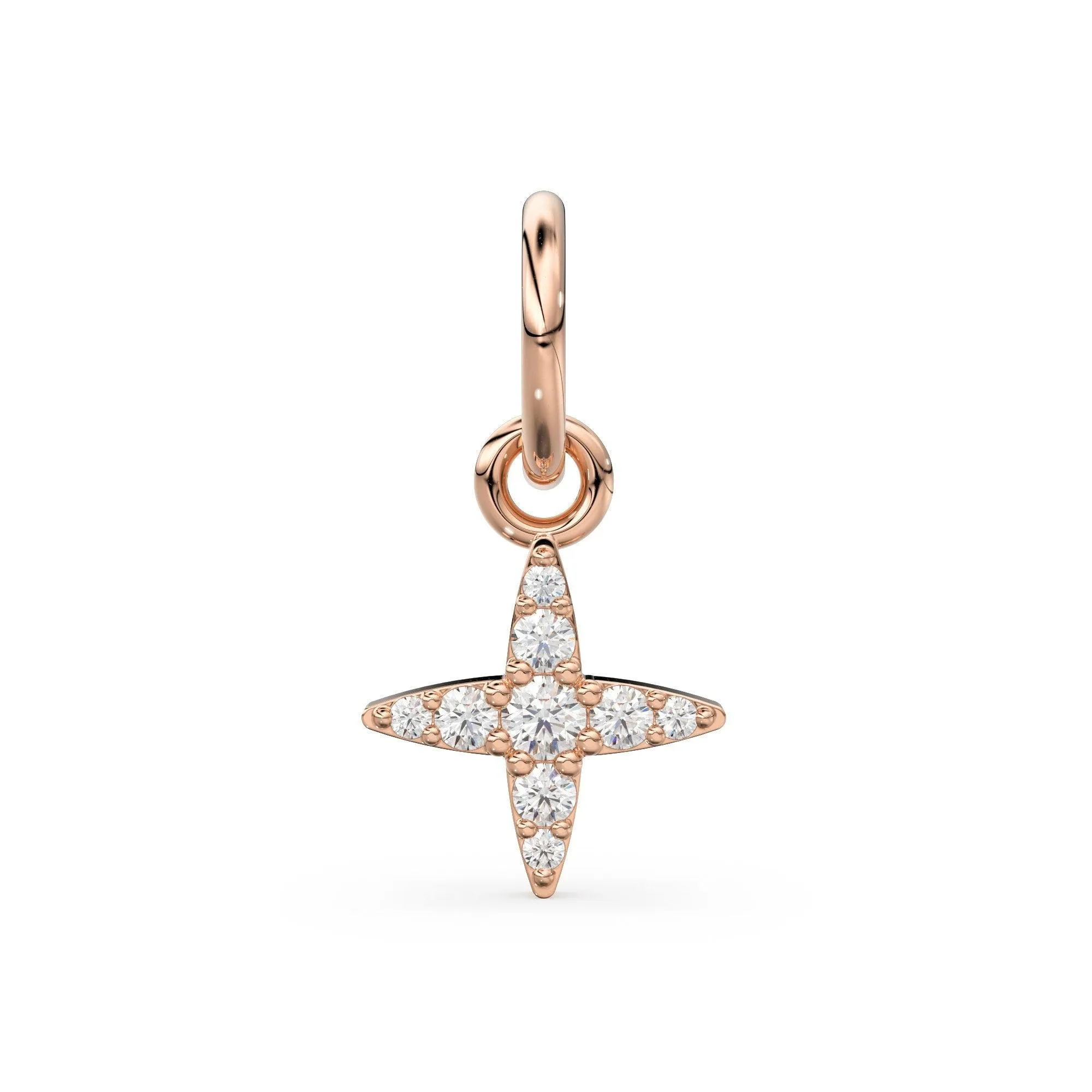 Brilliant Diamond Cross Charm Pendant / 14k 18k Solid Gold Pendant / Baguette Diamond Pendant / Petite Diamond Charm / Sale