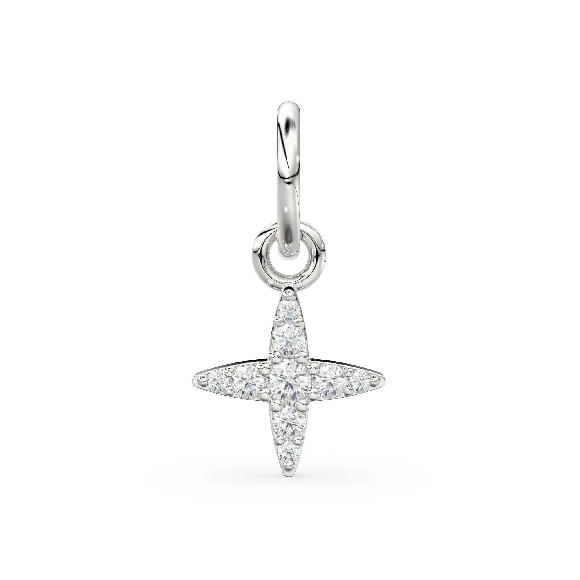 Brilliant Diamond Cross Charm Pendant / 14k 18k Solid Gold Pendant / Baguette Diamond Pendant / Petite Diamond Charm / Sale