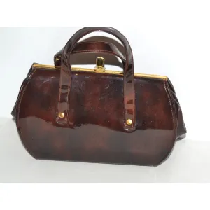Brown High Gloss Baguette Purse