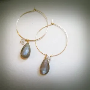 Brown Moonstone Hoop