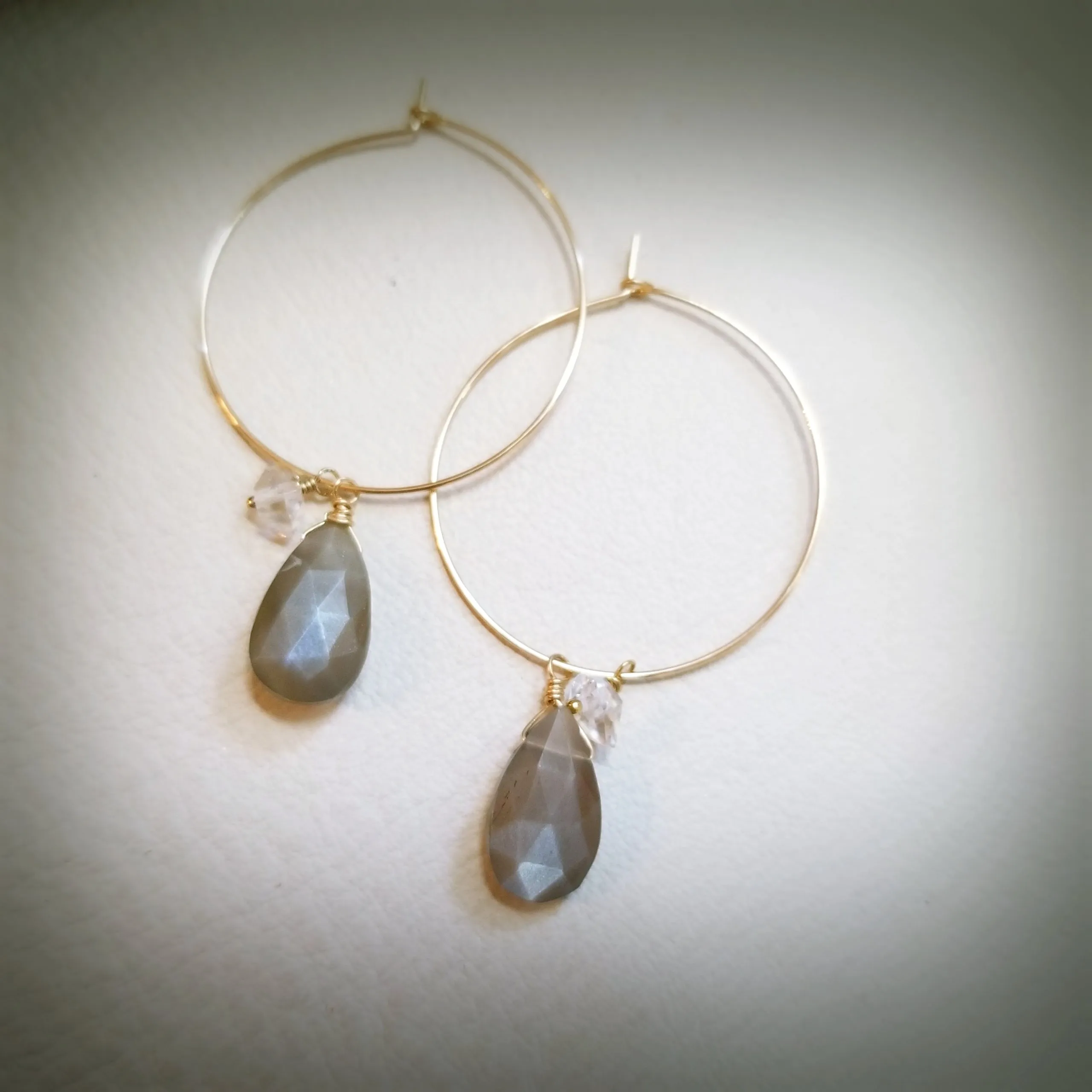 Brown Moonstone Hoop