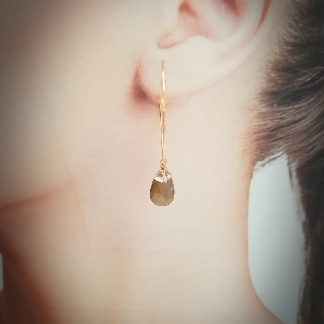 Brown Moonstone Hoop