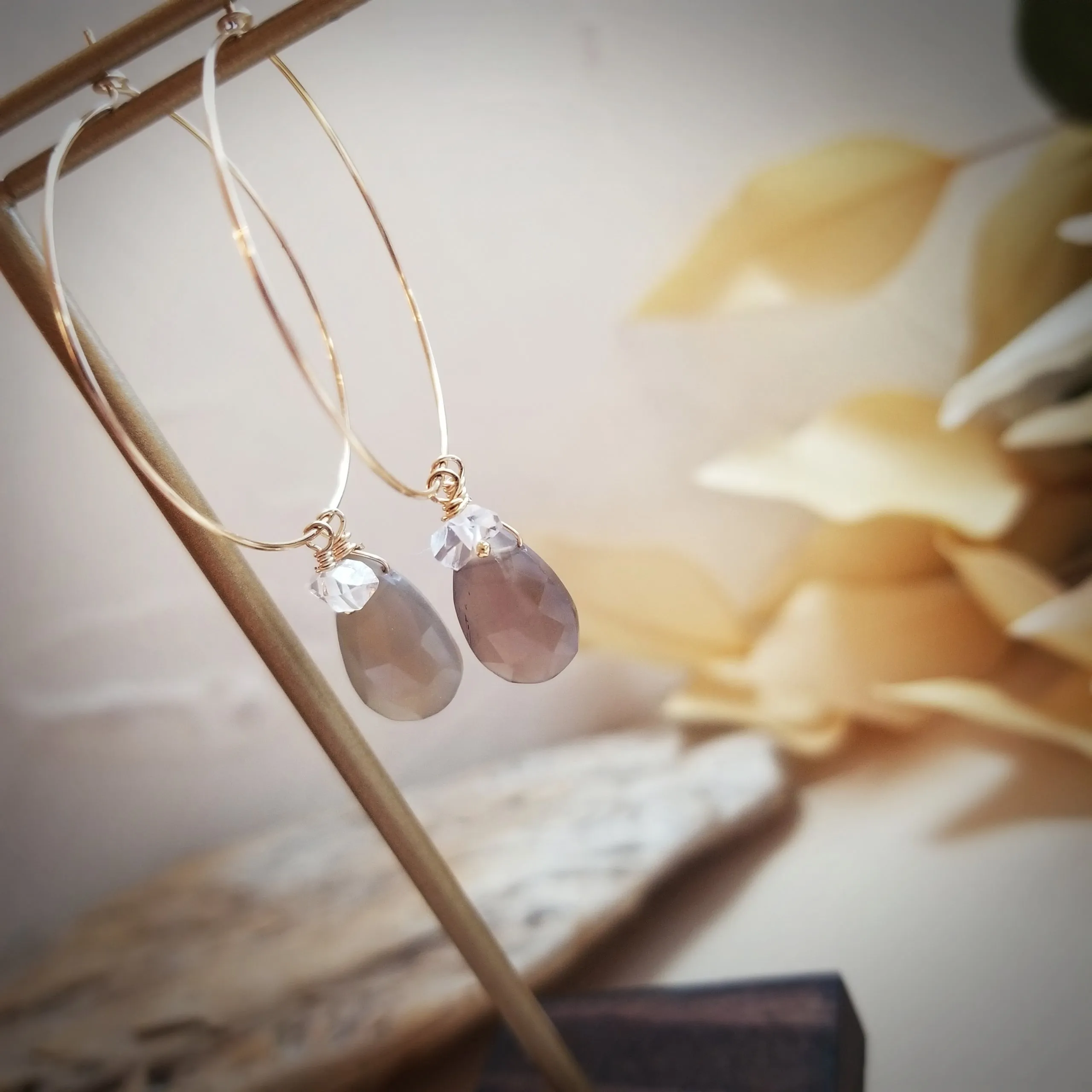 Brown Moonstone Hoop