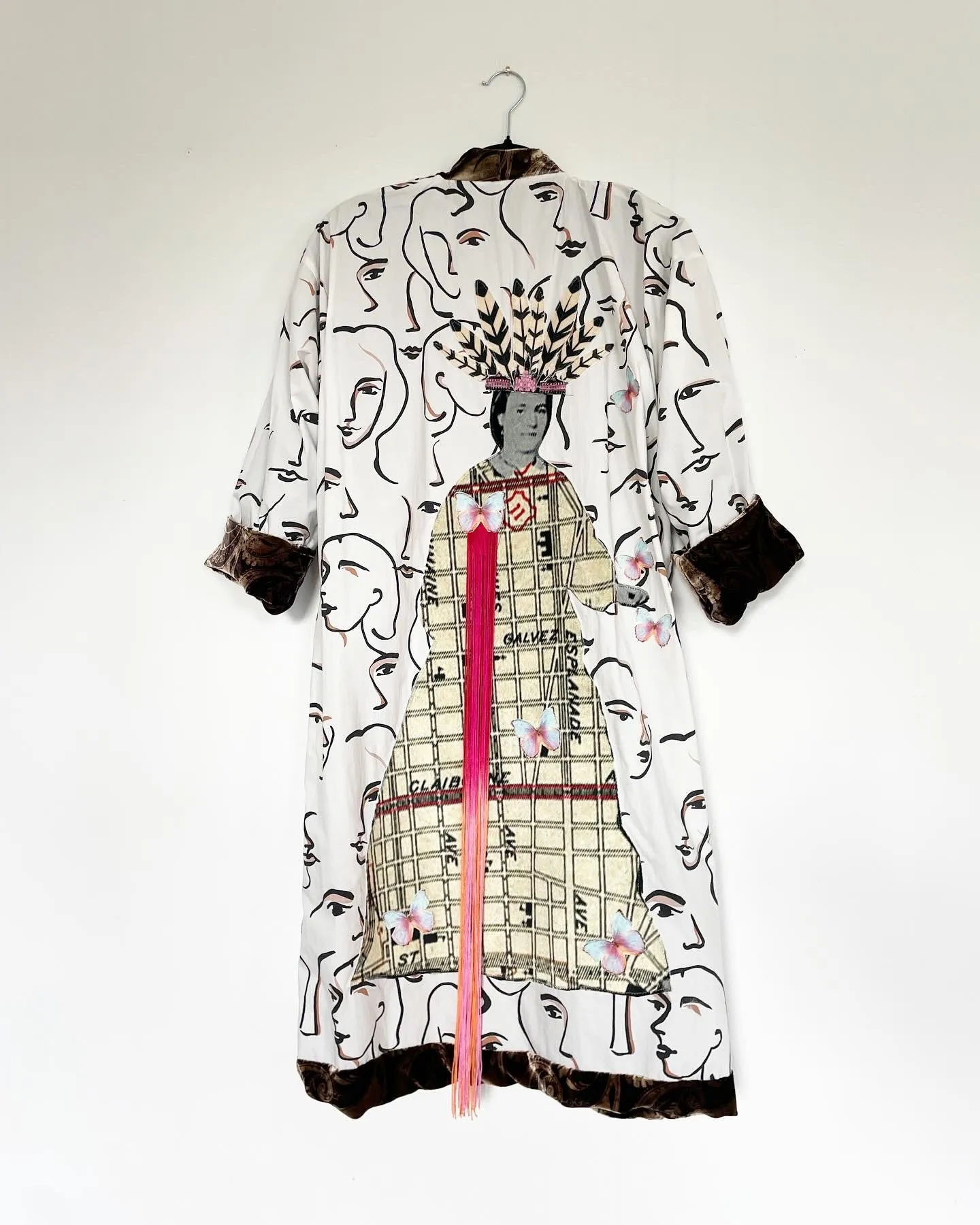 Brown Paisley Velvet Caftan with Henriette DeLille Artwork