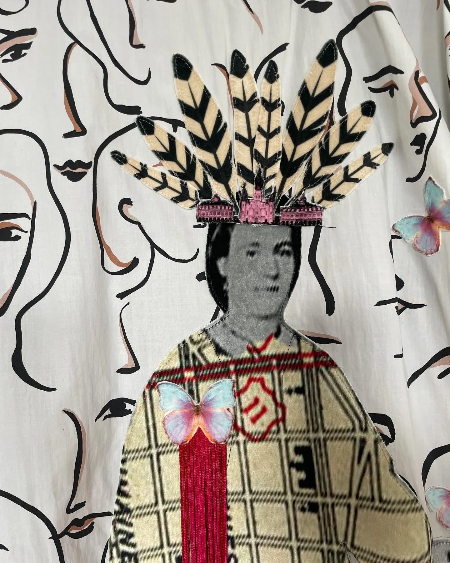 Brown Paisley Velvet Caftan with Henriette DeLille Artwork