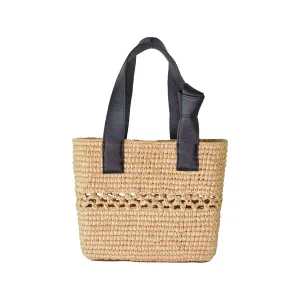 Canasta Calada With Leather Handle and Tied Detail