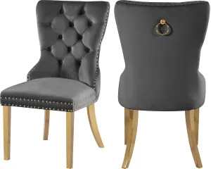 Carmen Grey Velvet Dining Chairs (2)