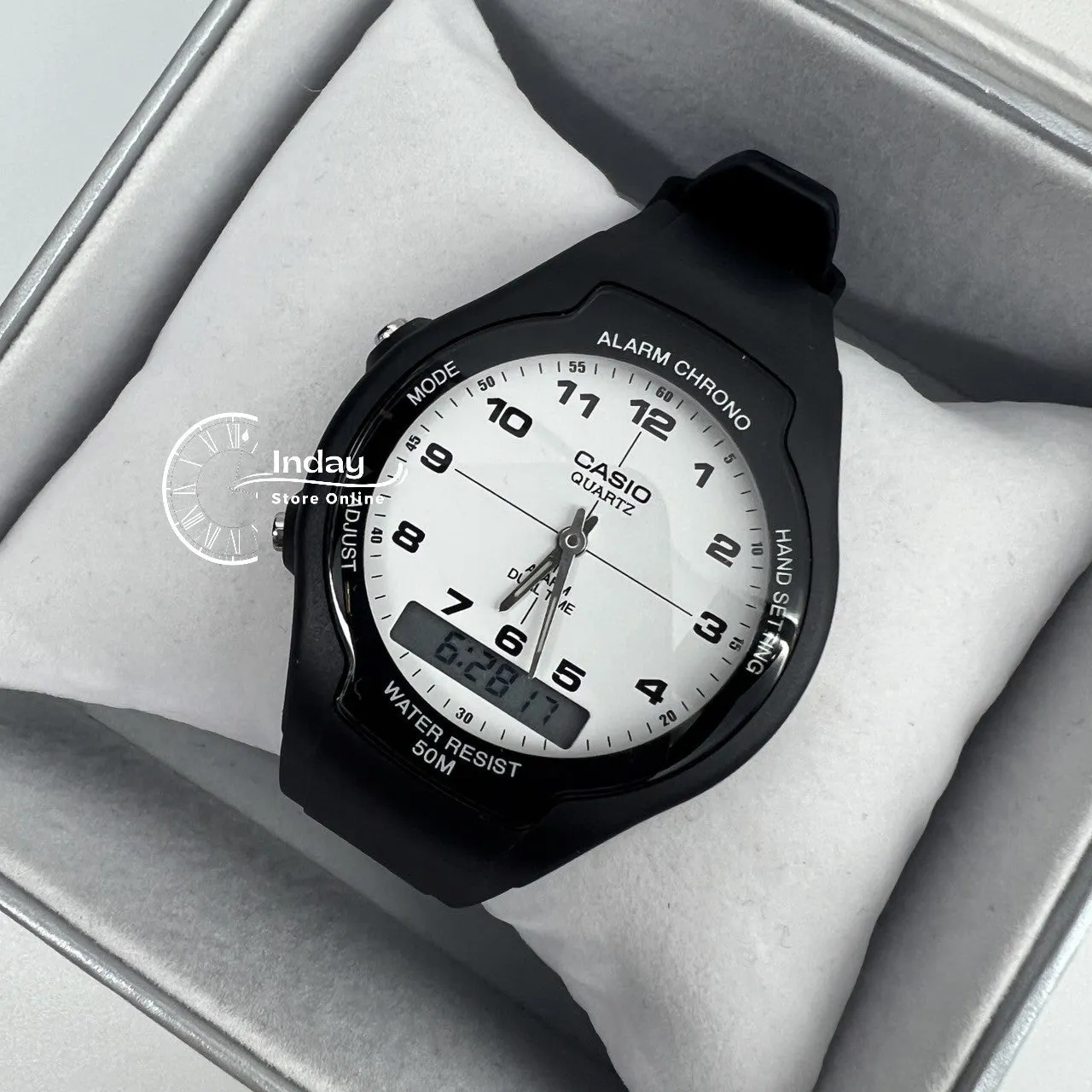 Casio Analog-Digital Men's Watch AW-90H-7B Resin Band Resin Glass