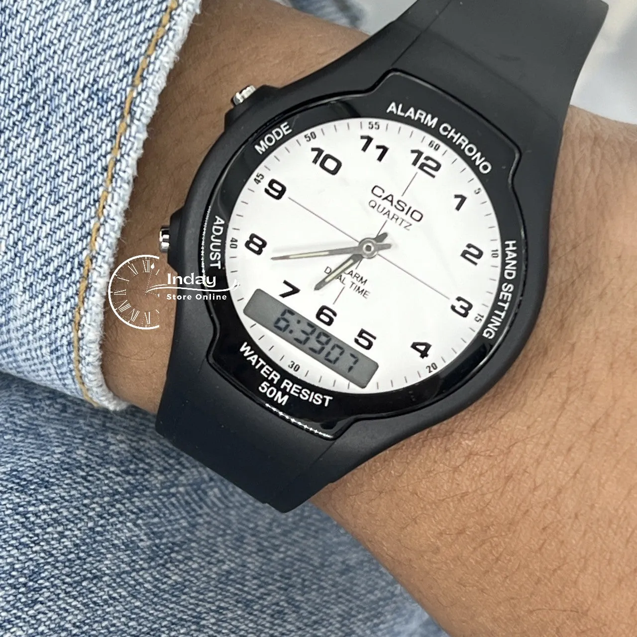 Casio Analog-Digital Men's Watch AW-90H-7B Resin Band Resin Glass