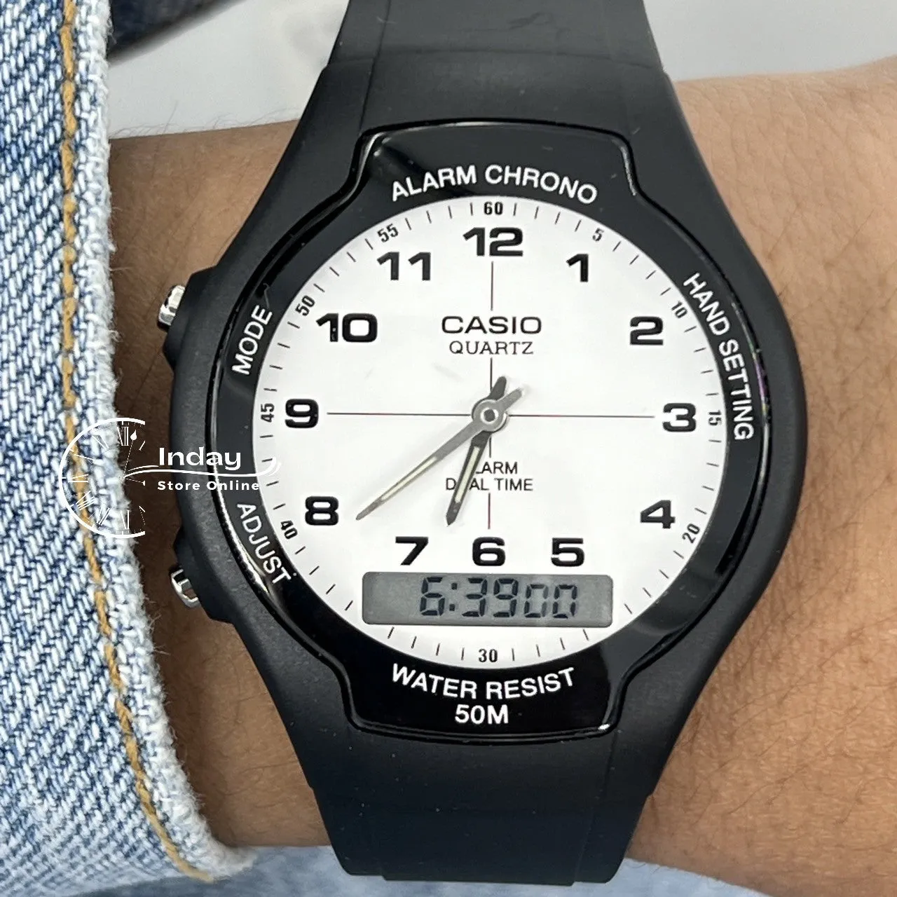 Casio Analog-Digital Men's Watch AW-90H-7B Resin Band Resin Glass