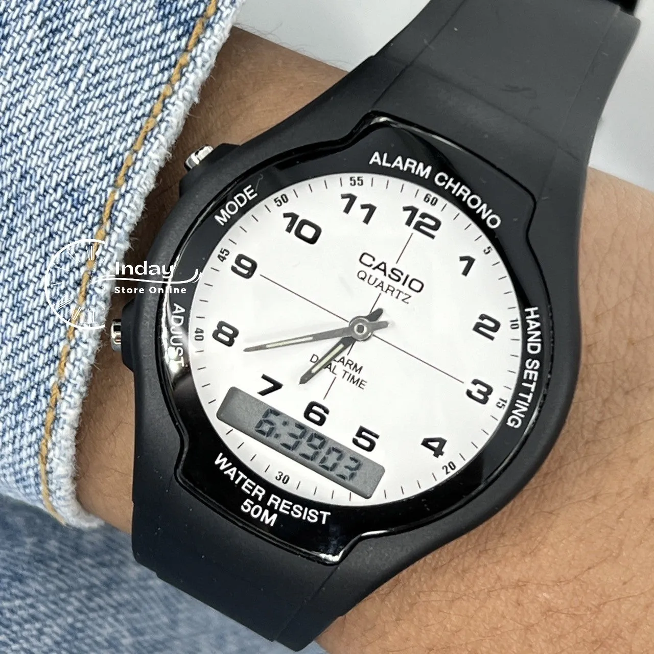 Casio Analog-Digital Men's Watch AW-90H-7B Resin Band Resin Glass