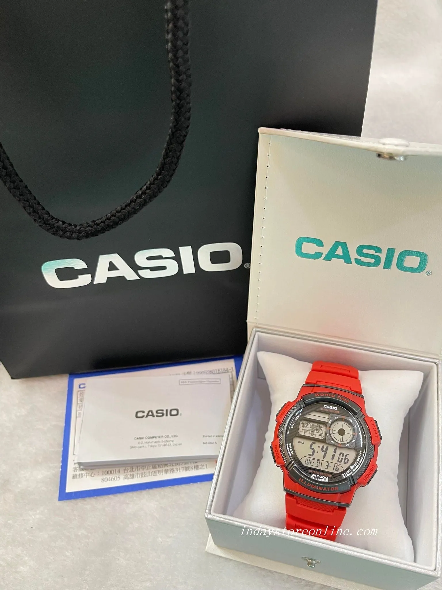 Casio Digital Men's Watch AE-1000W-4A Digital Red Color Resin Band Resin Glass Battery Life: 10 Years
