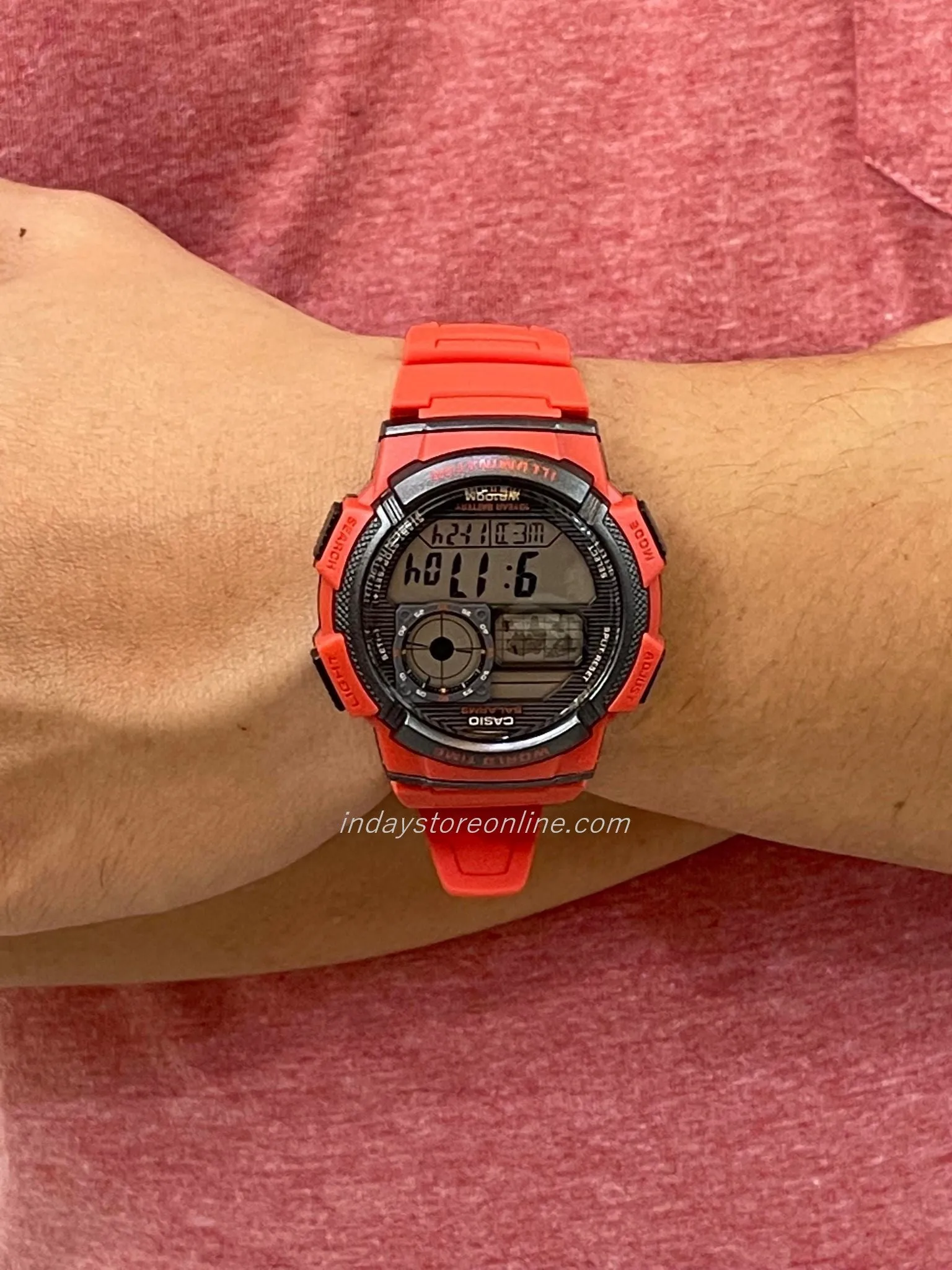 Casio Digital Men's Watch AE-1000W-4A Digital Red Color Resin Band Resin Glass Battery Life: 10 Years