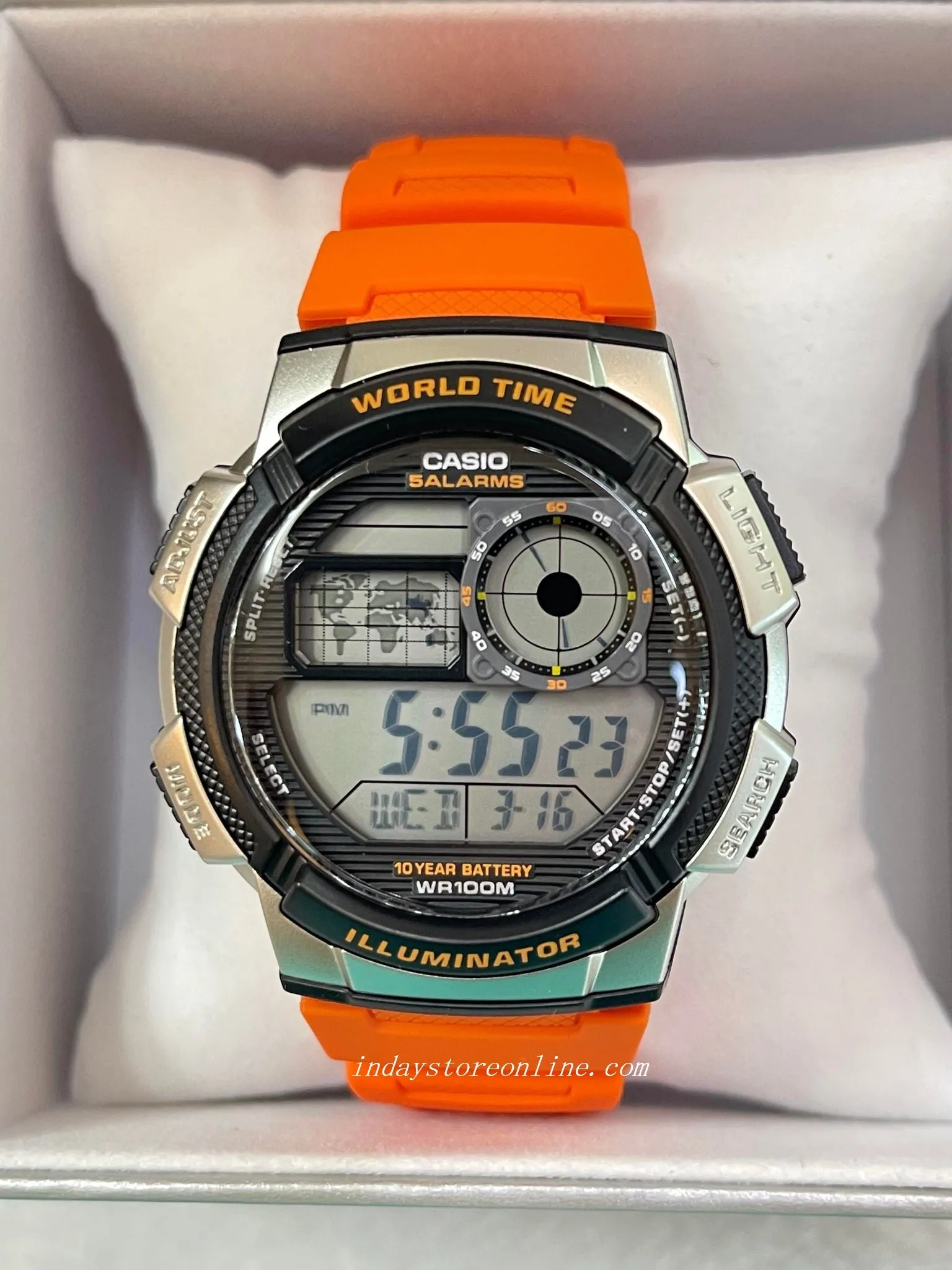 Casio Digital Men's Watch AE-1000W-4B Digital Orange Color Resin Band Resin Glass Battery Life: 10 Years